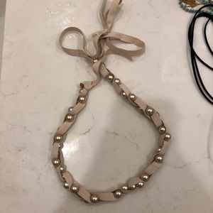 Stella and Dot ribbon and pearl necklace